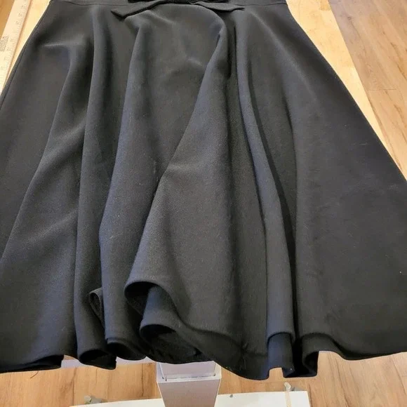 Black Fit & Flare Dress Mesh Shoulder Bow Detail - Picture 5 of 10